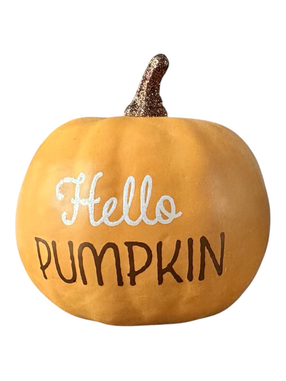 Hello Pumpkin Decorative Pumpkin - Orange with Brown Stem